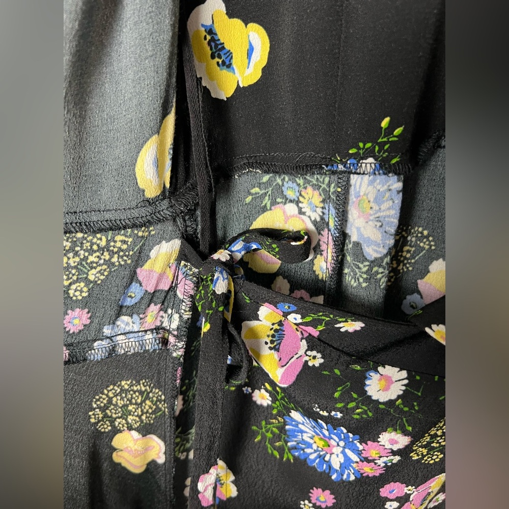 Free People Black Floral Low V Neck Maxi Wrap Dress - Picture 7 of 10